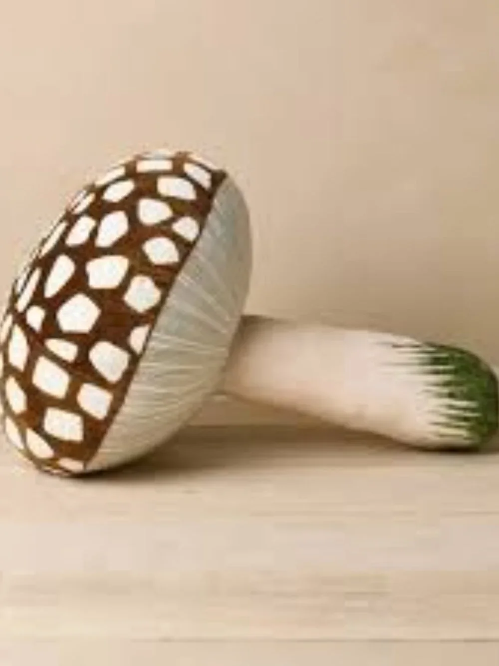 John Derian Brown Mushroom Decorative Throw Pillow NEW Beaded Velvet Farmhouse